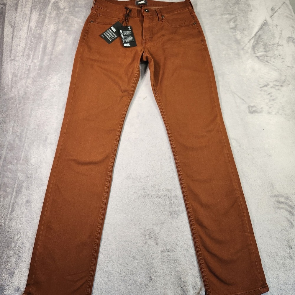 New Paige Federal Slim Straight Jeans Men's 29 Vintage Deep Russet Brown 29x33